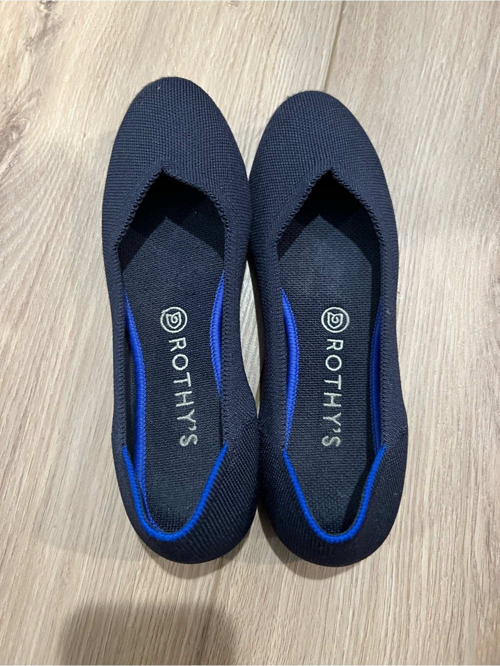 Rothy's Women's Navt Blue Knit Ballet Flats - Blue Trim size 8.5